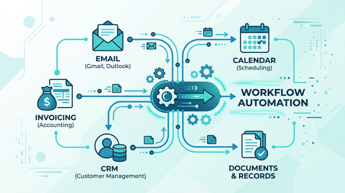 Workflow automation connecting business tools and systems